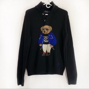 Polo Ralph Lauren Black Polo Bear Ski Sweater S
